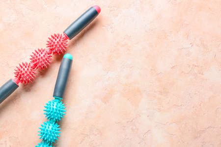 Body rollers on color backgroundの写真素材