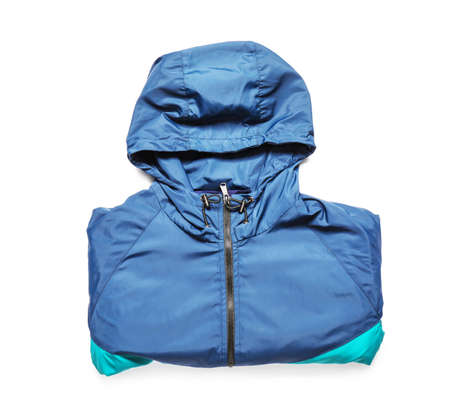 Folded jacket on white background