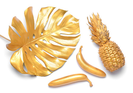 Beautiful golden composition on white backgroundの写真素材