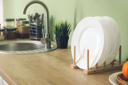 Sink in interior of modern kitchenの写真素材