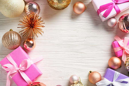 Beautiful Christmas composition on light background