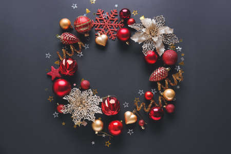 Beautiful New Year composition on dark backgroundの写真素材