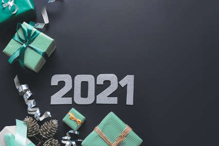 Beautiful New Year composition on dark backgroundの写真素材