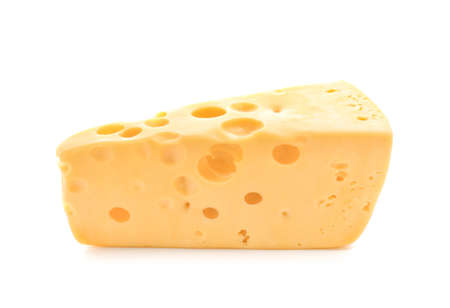Piece of tasty cheese on white backgroundの写真素材
