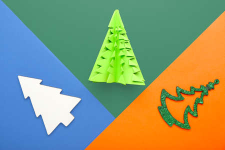 Beautiful Christmas composition on color backgroundの写真素材