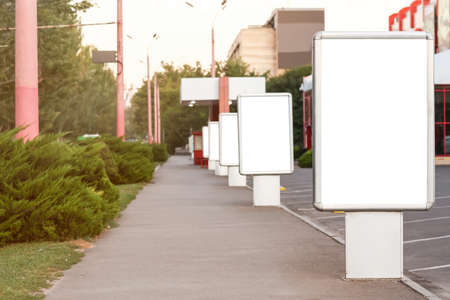 Blank advertising billboard on city streetの写真素材
