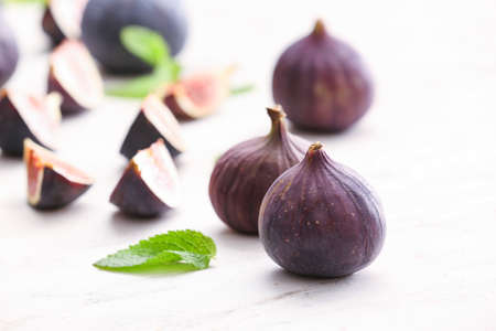 Composition with fresh figs on light backgroundの写真素材
