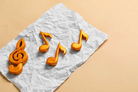 Music notes on color background
