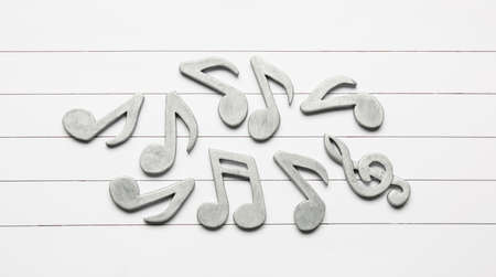 Music notes on light backgroundの写真素材