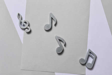 Music notes on color backgroundの写真素材