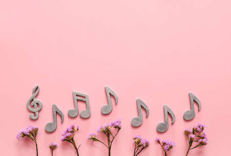 Music notes on color background