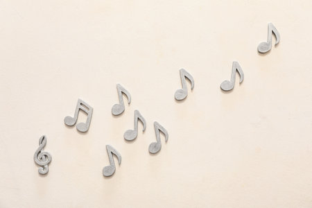 Music notes on white backgroundの写真素材