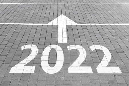 Way to 2022 year. Concept of new years goals