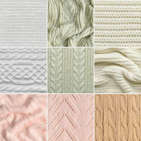 Textures of knitting fabrics, closeupの写真素材