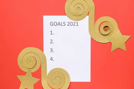 Empty to do list on 2021 year on color background