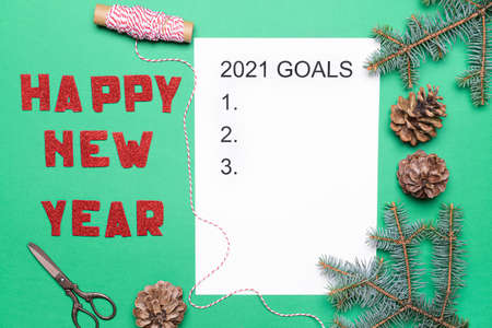 Empty to do list on 2021 year on color backgroundの写真素材