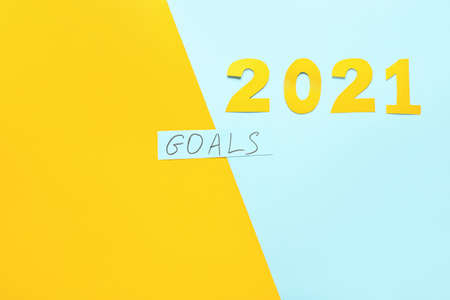 Text GOALS 2021 on color backgroundの写真素材