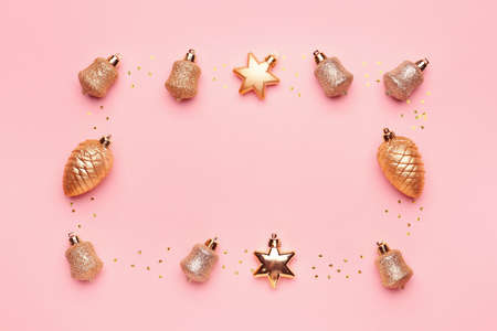 Beautiful Christmas composition on color background