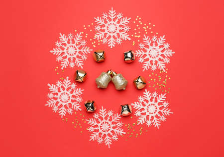 Beautiful Christmas composition on color background