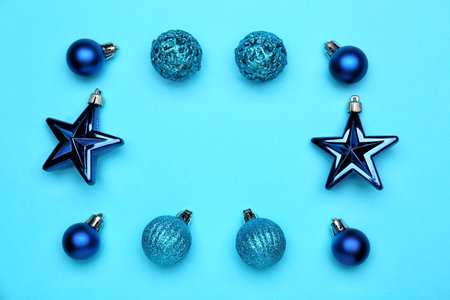 Beautiful Christmas composition on color backgroundの写真素材