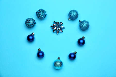 Beautiful Christmas composition on color backgroundの写真素材