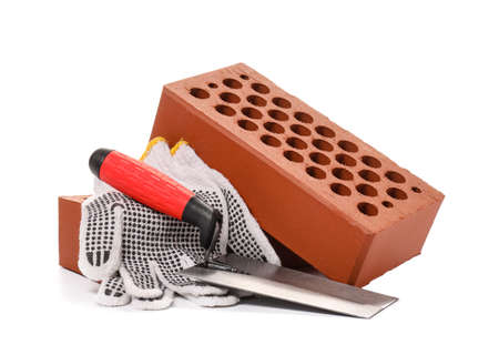 Modern construction tools on white backgroundの写真素材