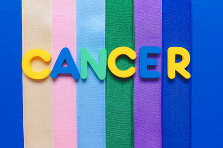 Word CANCER on color backgroundの写真素材