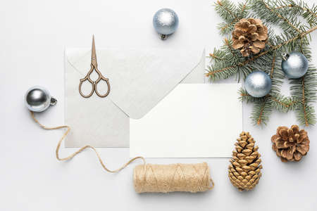 Mockup of beautiful Christmas greeting cardの写真素材