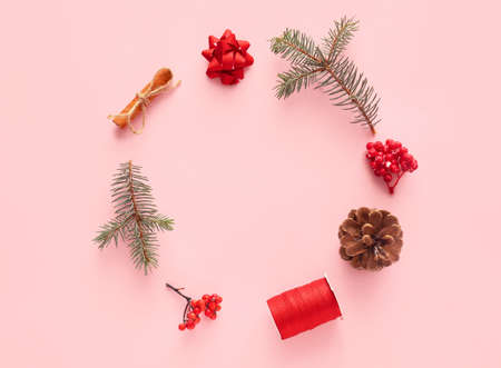 Beautiful Christmas composition on color background