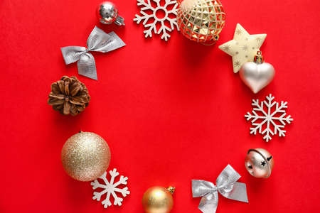 Beautiful Christmas composition on color background