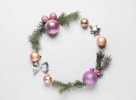 Beautiful Christmas composition on light backgroundの写真素材