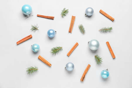 Beautiful Christmas composition on light background