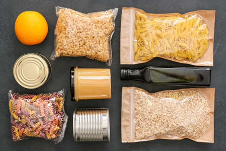 Different products on dark backgroundの写真素材