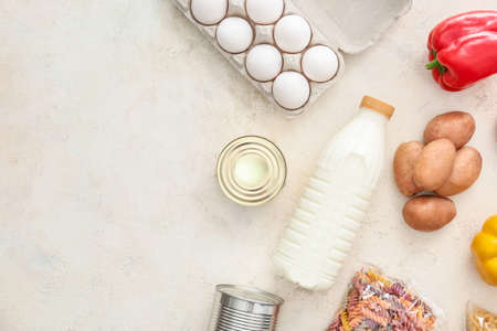 Different products on light background