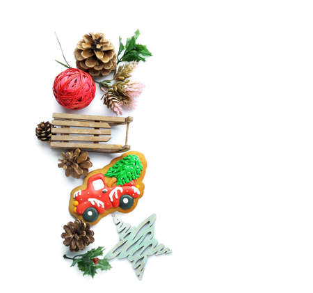 Beautiful Christmas composition on white background