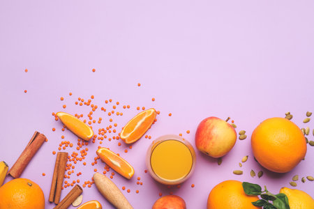 Fresh products on color background. Diet conceptの写真素材