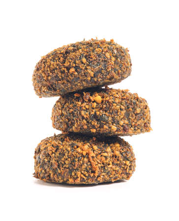 Tasty falafel balls on white background