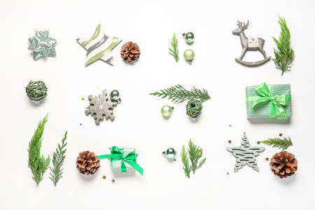 Beautiful New Year composition on white background