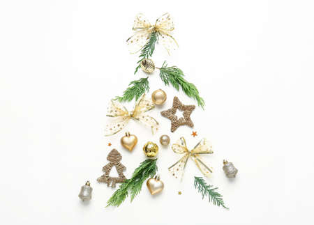 Beautiful New Year composition on white background