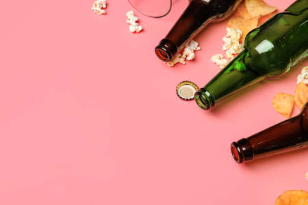 Mess after party celebration on color background