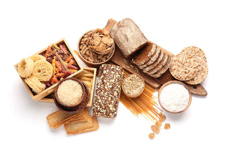 Set of different products on white backgroundの写真素材