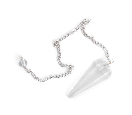 Crystal pendulum on white background