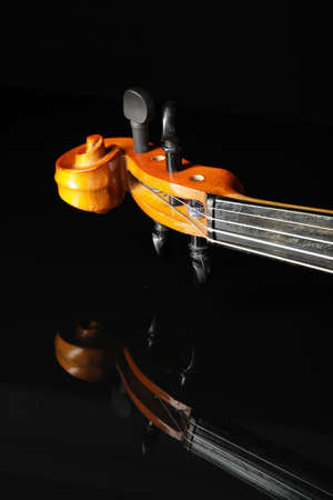 Beautiful violin on dark background, closeupの写真素材
