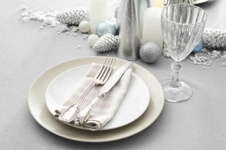 Beautiful table setting for Christmas celebration