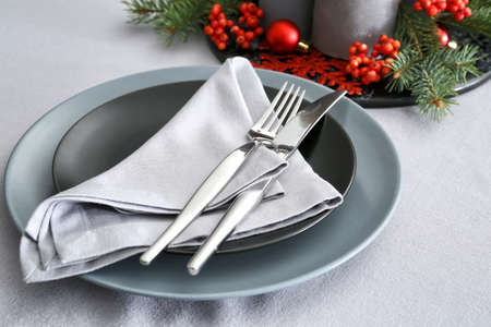 Beautiful table setting for Christmas celebration