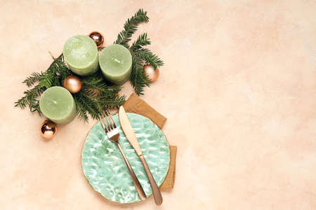 Beautiful table setting for Christmas celebration