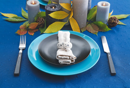 Beautiful table setting with autumn decor