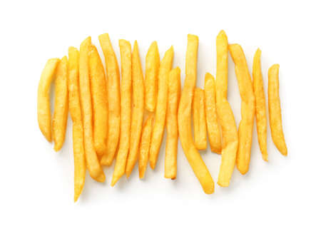 Tasty french fries on white backgroundの写真素材