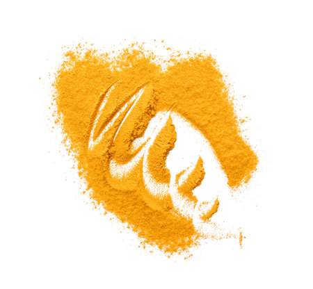 Turmeric powder on white backgroundの写真素材