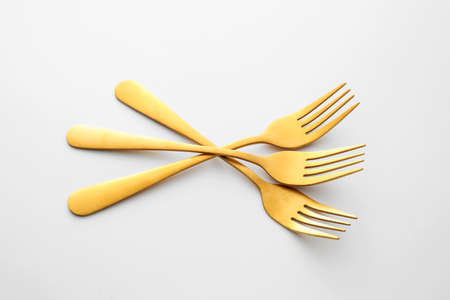 Stylish forks on light backgroundの写真素材
